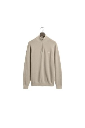 Gant Cotton Piqué Half-Zip Sweater 291 light beige melange