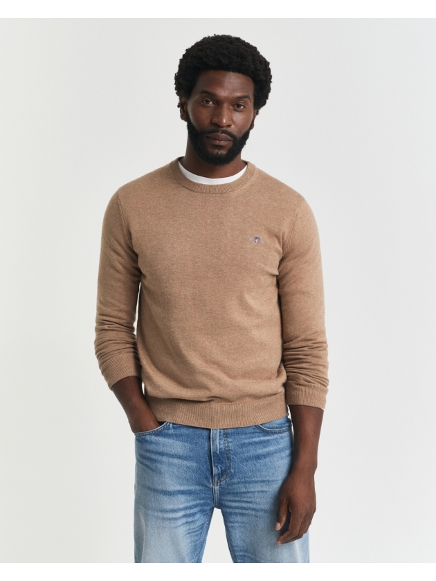 Gant Classic Cotton Crew Neck Sweater 295 dk sand melange
