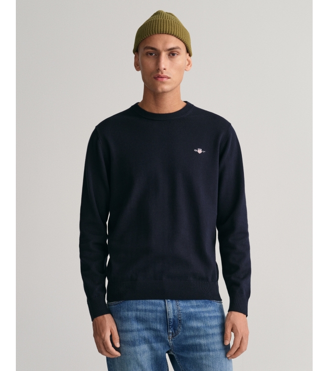 Gant Classic Cotton Crew Neck Sweater 433 evening blue