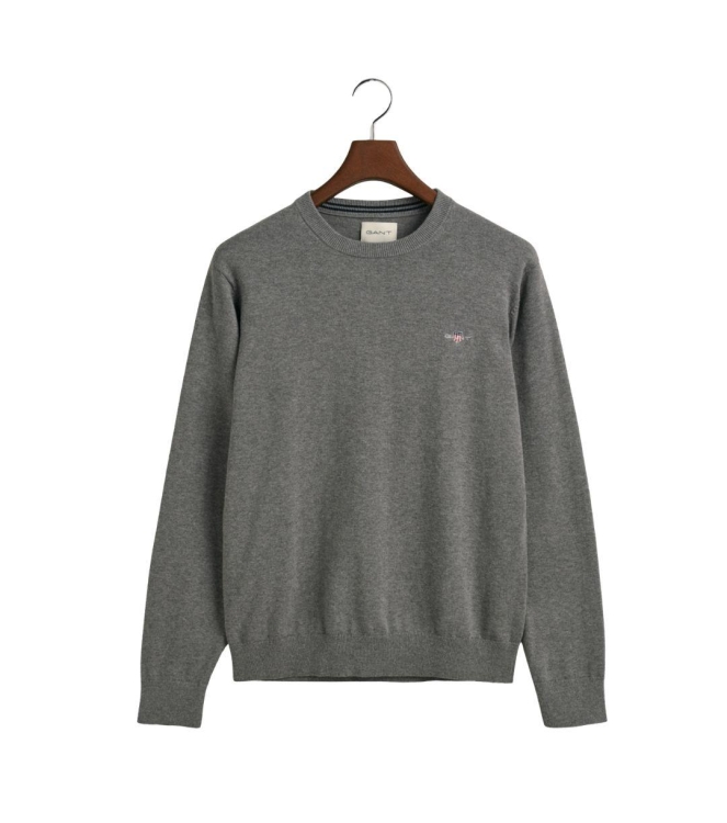 Gant Classic Cotton Crew Neck Sweater 92 dark grey melange