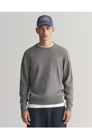 Gant Classic Cotton Crew Neck Sweater 92 dark grey melange