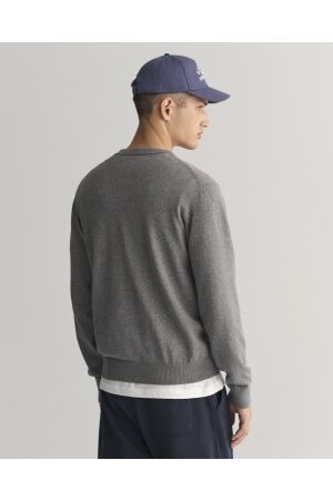 Gant Classic Cotton Crew Neck Sweater 92 dark grey melange