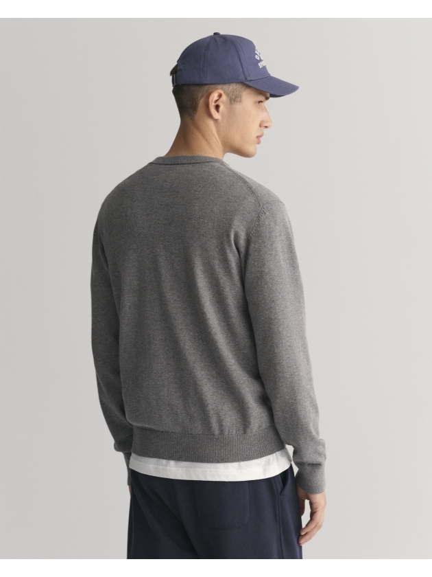 Gant Classic Cotton Crew Neck Sweater 92 dark grey melange