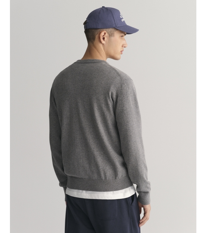 Gant Classic Cotton Crew Neck Sweater 92 dark grey melange