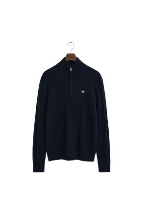Gant Lambswool Cable Knit Half-Zip Sweater 433 evening blue