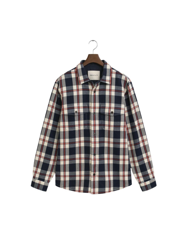 Gant Checked Heavy Twill Overshirt 433 evening blue