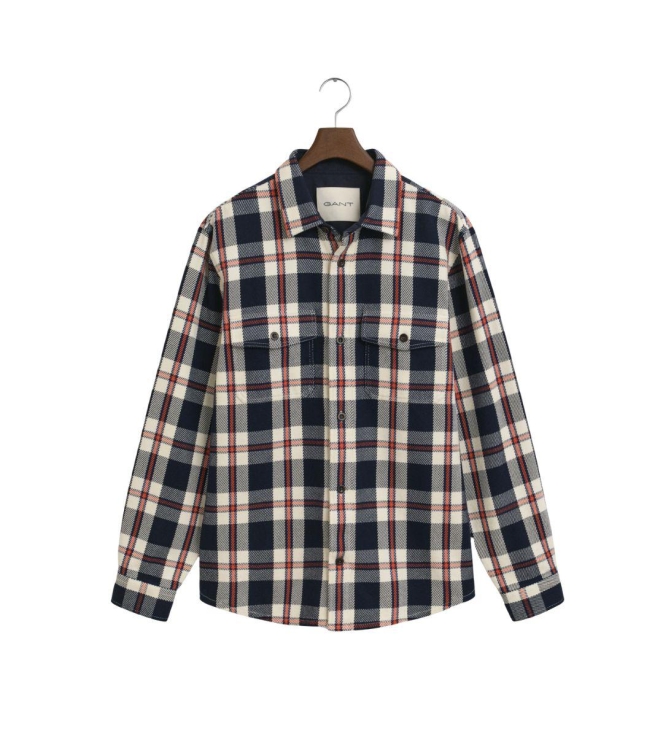 Gant Checked Heavy Twill Overshirt 433 evening blue