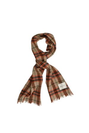 Gant Checked Wool Herringbone Scarf 845 deep orange