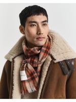 Gant Checked Wool Herringbone Scarf 845 deep orange