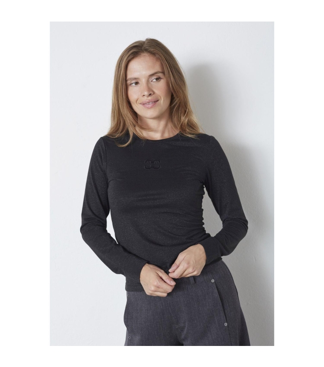 Co Couture MannyCC lurex emb l/s tee 96 Black