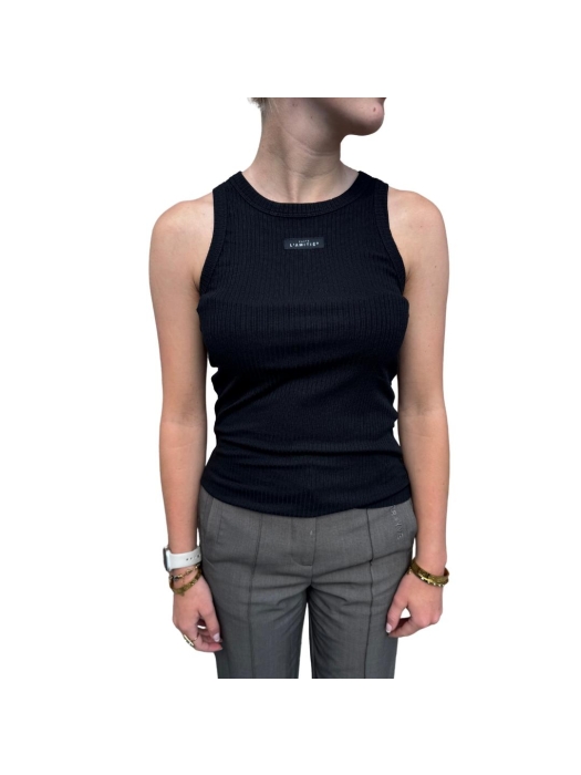 Haute L Amitie Rib badge tank Black
