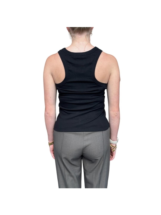Haute L Amitie Rib badge tank Black