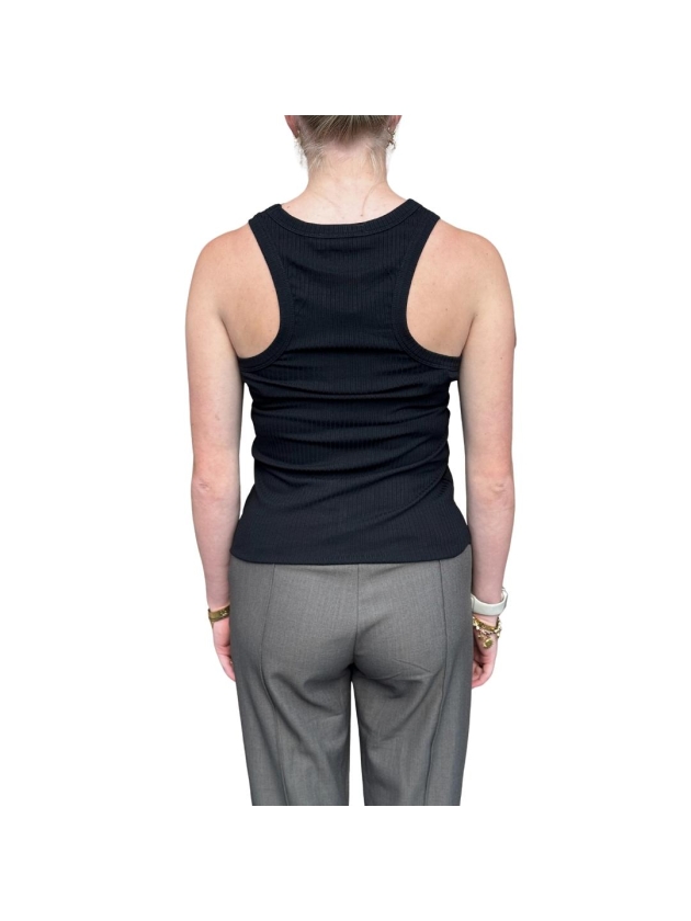 Haute L Amitie Rib badge tank Black