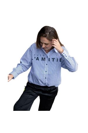 Haute L Amitie Stripe chest logo shirt White blue stripe