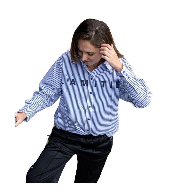 Haute L Amitie Stripe chest logo shirt White blue stripe