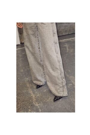Haute L Amitie Sied panel button tall jeans Light grey