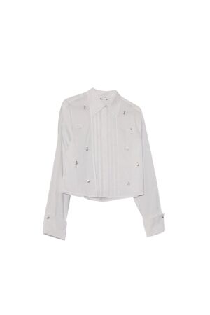 Haute L Amitie Pearl crop shirt White