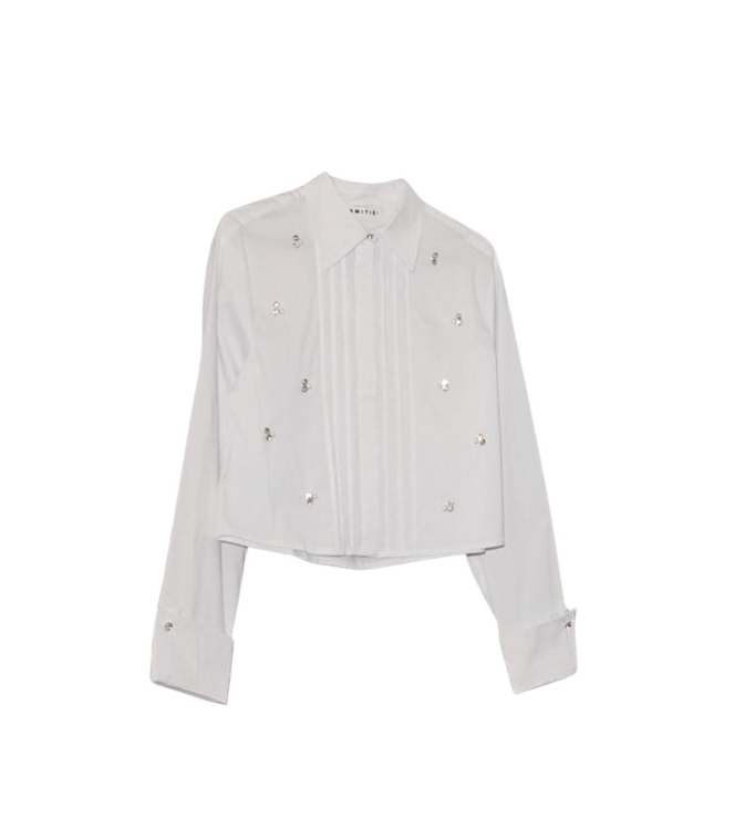 Haute L Amitie Pearl crop shirt White