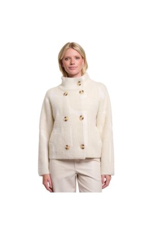 Rino en Pelle Short double breasted jacket 11063 birch labyrinth