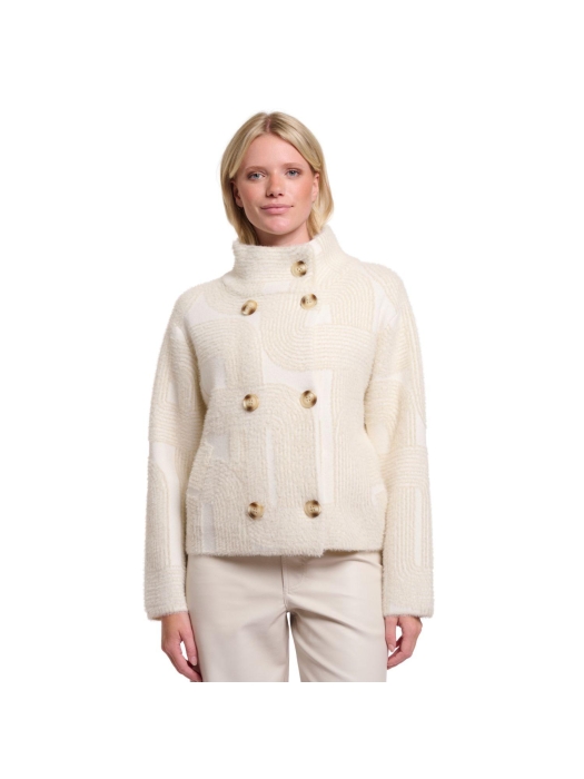 Rino en Pelle Short double breasted jacket 11063 birch labyrinth