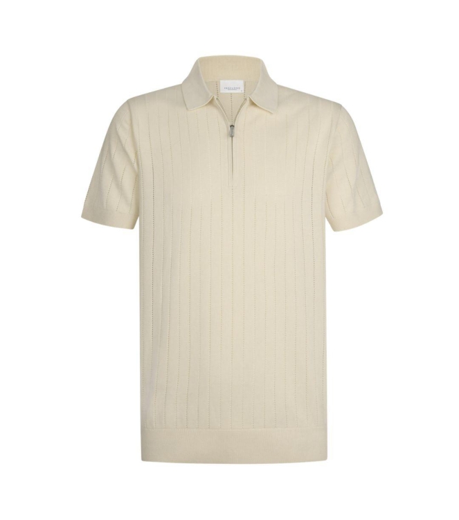 Profuomo POLO HALF ZIP SS OFF WHITE EOff white