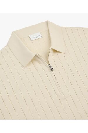 Profuomo POLO HALF ZIP SS OFF WHITE EOff white