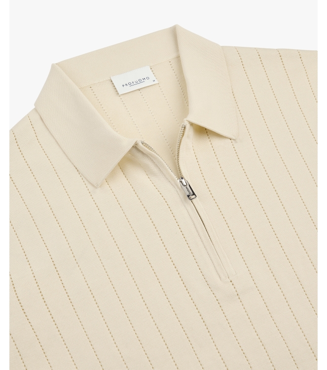 Profuomo POLO HALF ZIP SS OFF WHITE EOff white