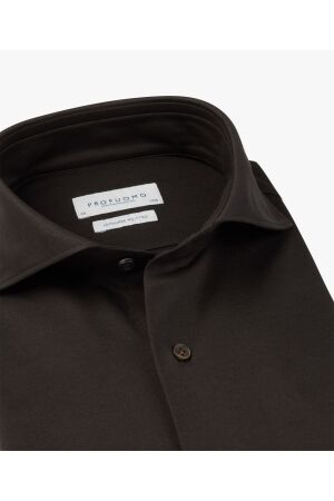 Profuomo SHIRT X-CUTAWAY SF D.BROWN H2Darkbrown