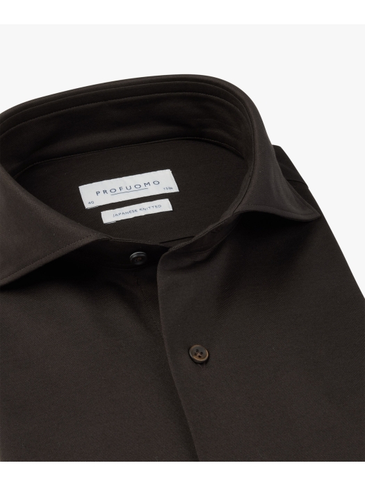 Profuomo SHIRT X-CUTAWAY SF D.BROWN H2Darkbrown
