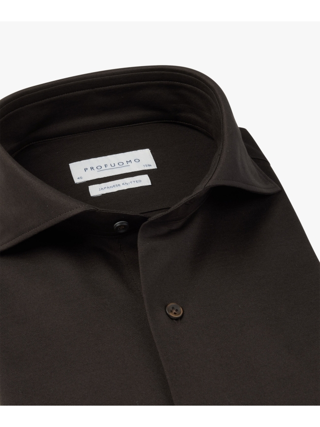Profuomo SHIRT X-CUTAWAY SF D.BROWN H2Darkbrown