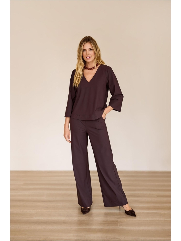 Studio Anneloes Lexie bonded trousers 8700 espresso