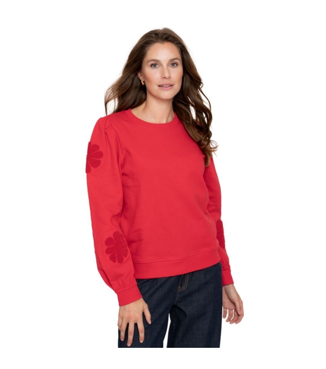 Geisha Sweater big flowers 000450 Red