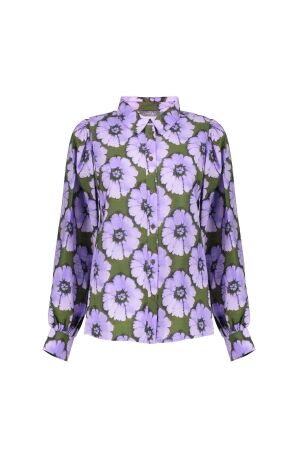 Geisha Blouse print flowers 000380 Purple