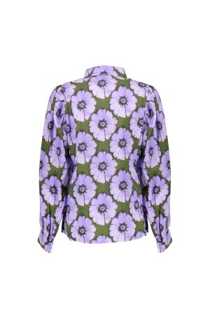 Geisha Blouse print flowers 000380 Purple