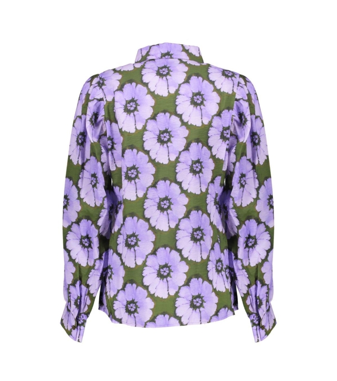 Geisha Blouse print flowers 000380 Purple