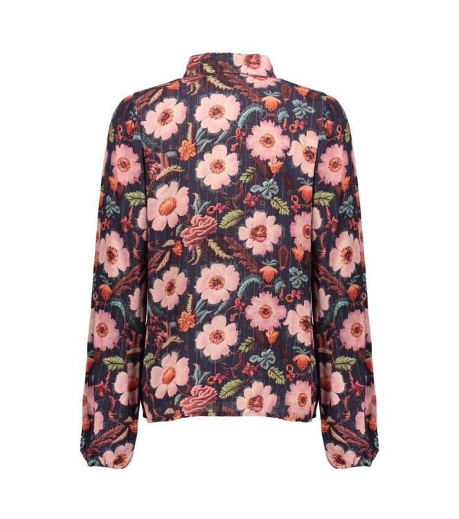 Geisha Blouse print flowers 000625 Bleu