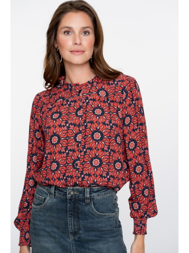 Geisha Blouse print 000420 Pink