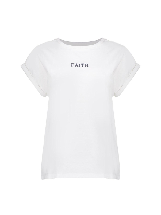 Geisha T-shirt embroidered word 000011 Off white