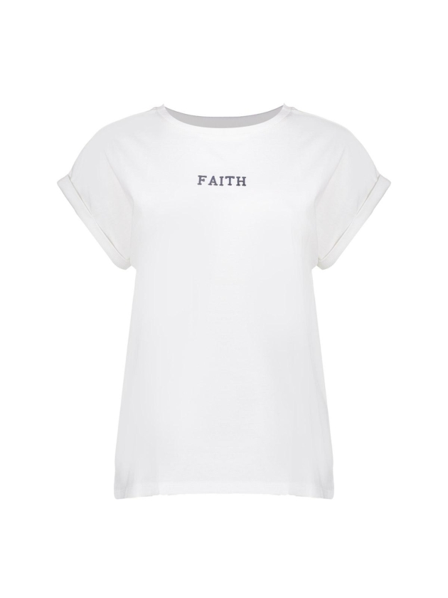 Geisha T-shirt embroidered word 000011 Off white