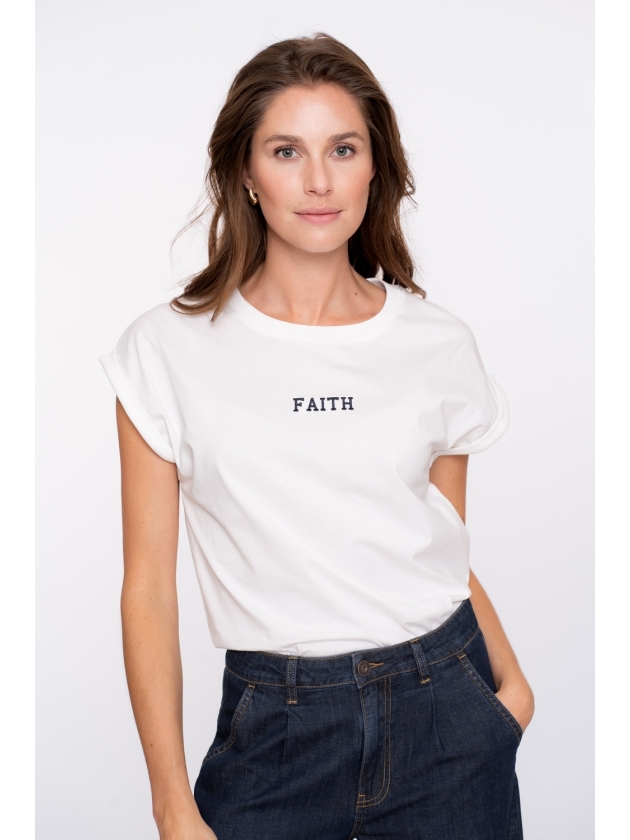 Geisha T-shirt embroidered word 000011 Off white