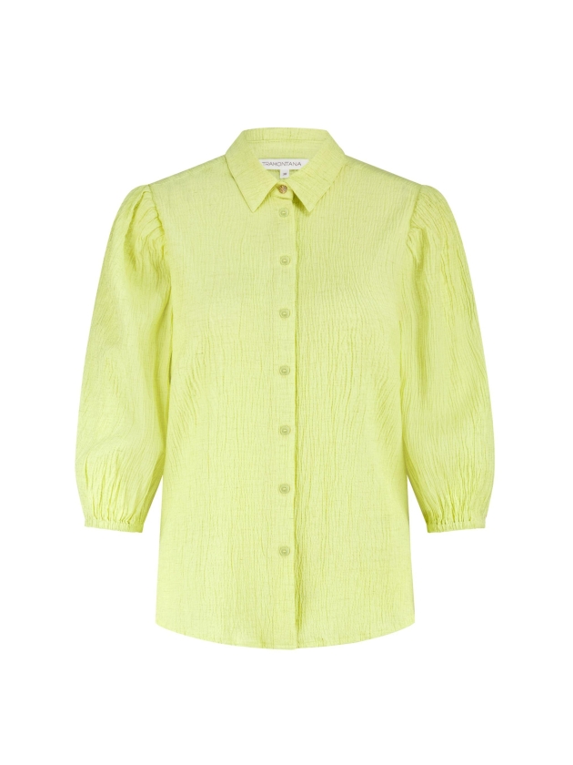 Tramontana Creased Puff-Sleeve Blouse 005795 Celery