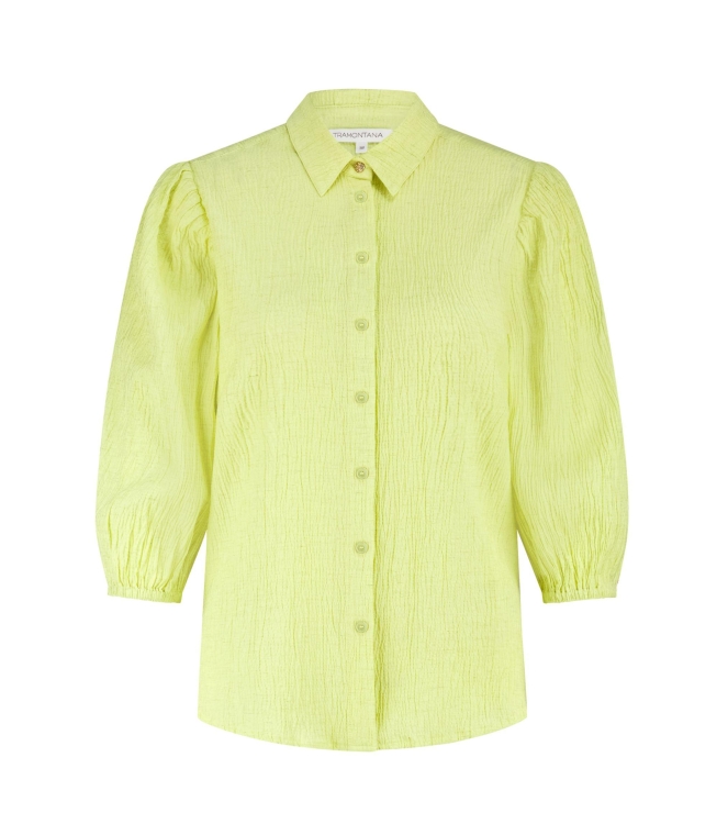 Tramontana Creased Puff-Sleeve Blouse 005795 Celery