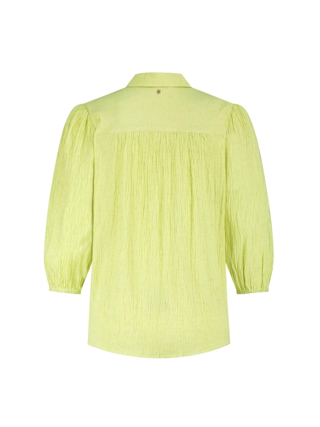 Tramontana Creased Puff-Sleeve Blouse 005795 Celery