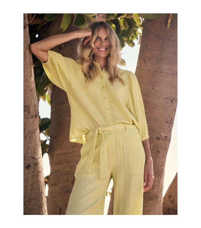 Tramontana Creased Puff-Sleeve Blouse 005795 Celery