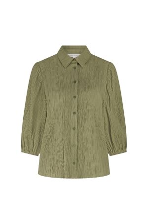Tramontana Creased Puff-Sleeve Blouse 006155 Aloe