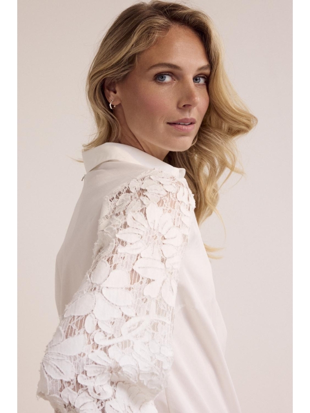 Tramontana Blouse Fancy Lace Sleeves 001100 Off white