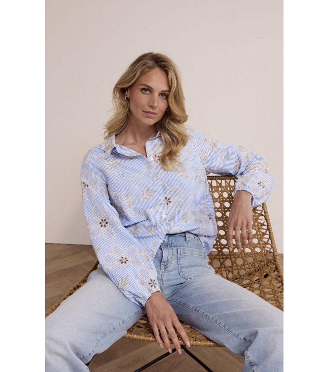 Tramontana Flower Embroidery Blouse 005042 Breezy blue