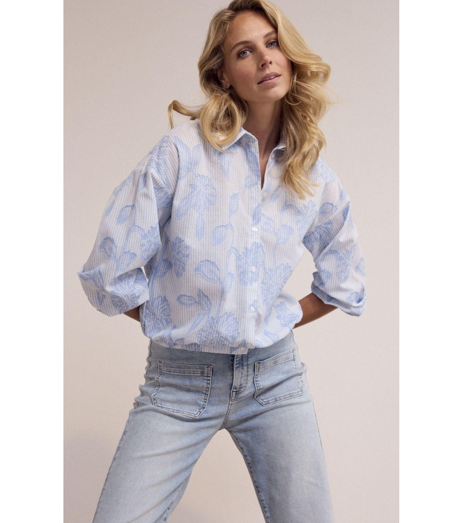 Tramontana Striped Blouse Flower Pattern 005042 Breezy blue