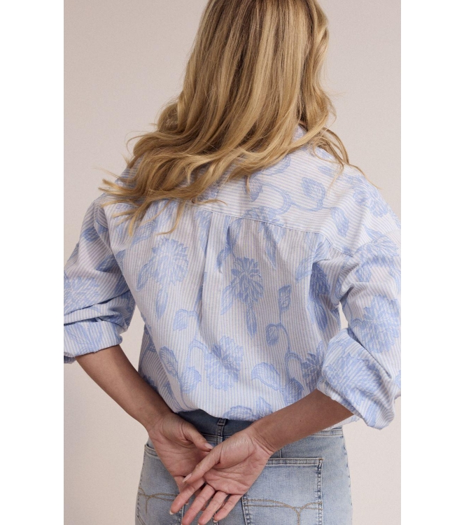 Tramontana Striped Blouse Flower Pattern 005042 Breezy blue