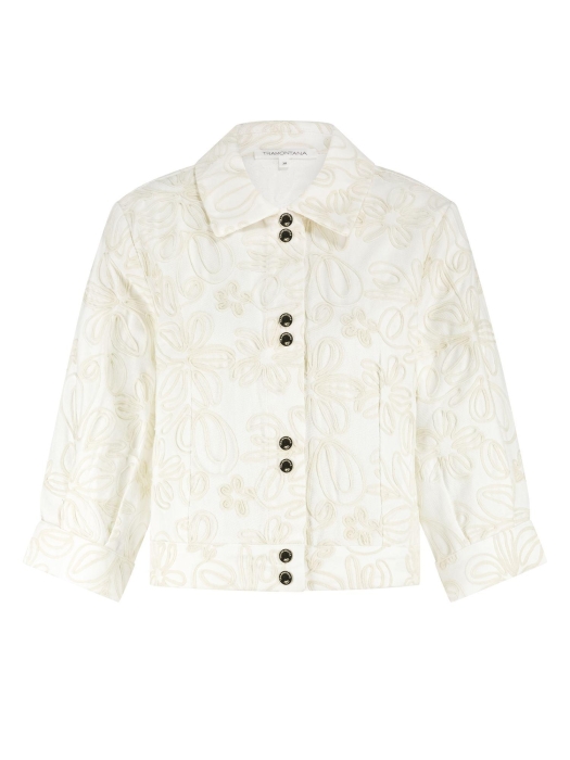 Tramontana Embroidered Denim Jacket 001100 Off White